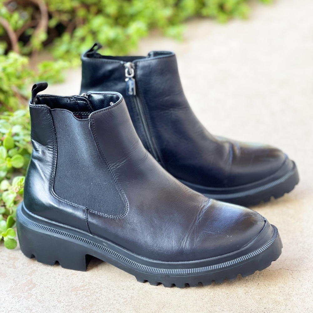 Blondo Cayla Black Leather Lug Sole Combat Boots